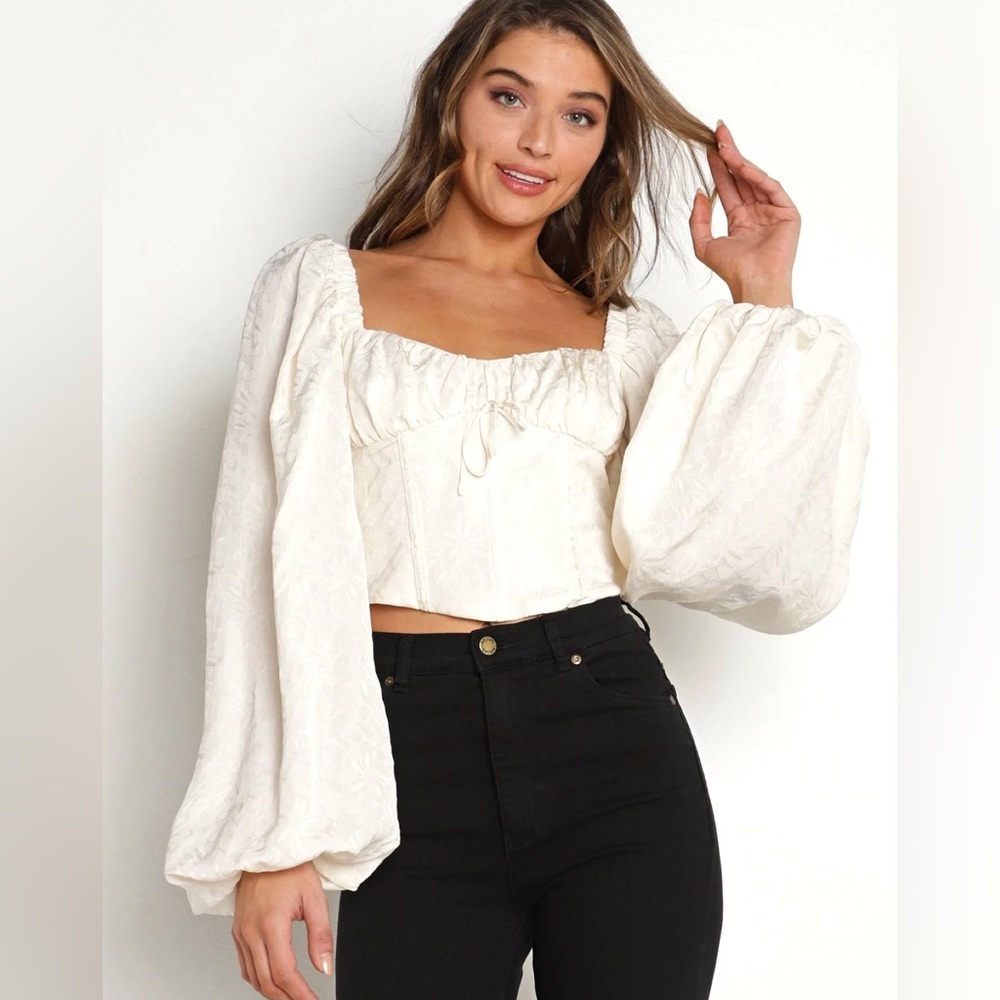 For Love & Lemons Janet Top in Ivory White Floral Regency Corset New Size XL